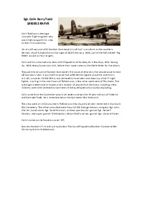 A preview of a PDF biography for Todd, Colin Barry